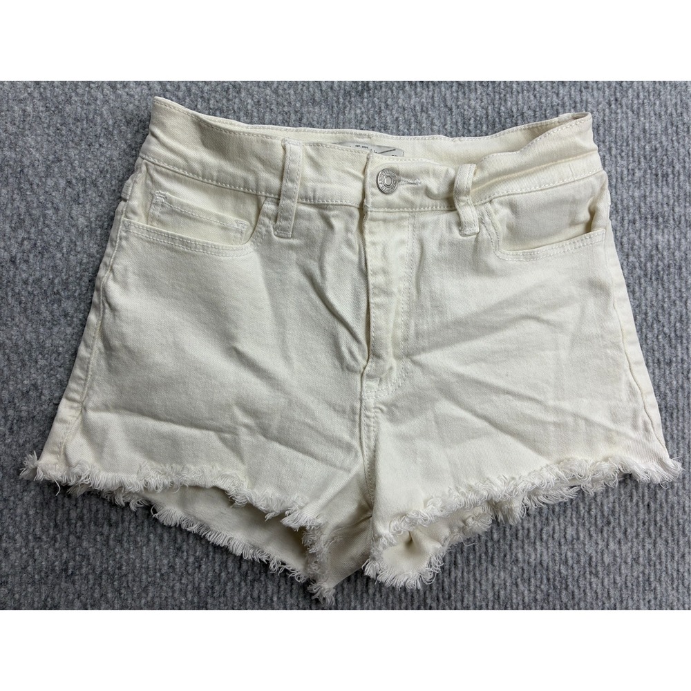 Abercrombie Fitch Womens White Denim Shorts Size 0 W25 High Rise Raw Frayed Hem